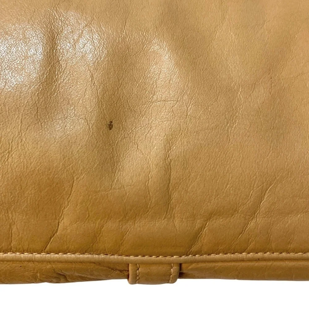 Vintage PIERRE CARDIN Leather Clutch Shoulder Bag Tan Parisian
